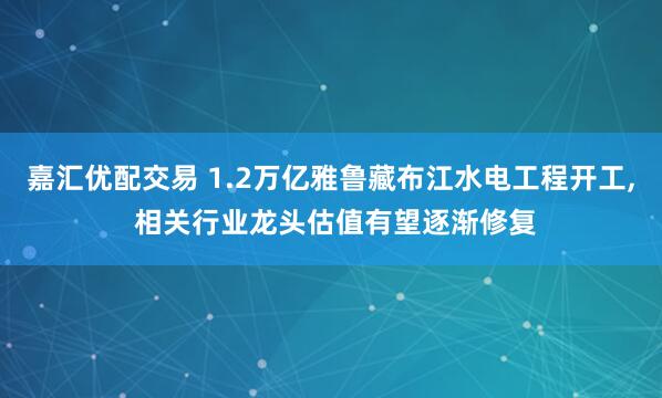 嘉汇优配交易 1.2万亿雅鲁藏布江水电工程开工, 相关行业龙头估值有望逐渐修复