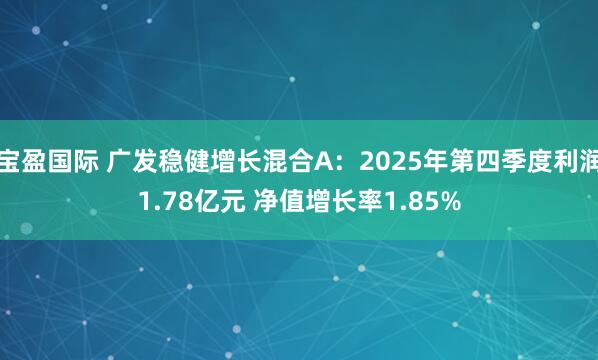 宝盈国际 广发稳健增长混合A：2025年第四季度利润1.78亿元 净值增长率1.85%