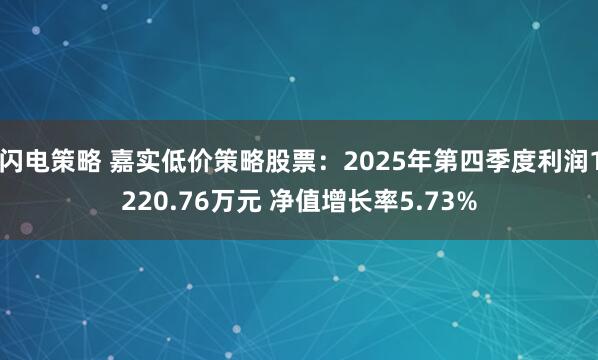 闪电策略 嘉实低价策略股票：2025年第四季度利润1220.76万元 净值增长率5.73%