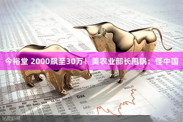 今裕堂 2000飙至30万！美农业部长甩锅：怪中国